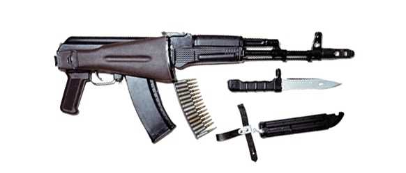 AK-74M se sklopenou pabou